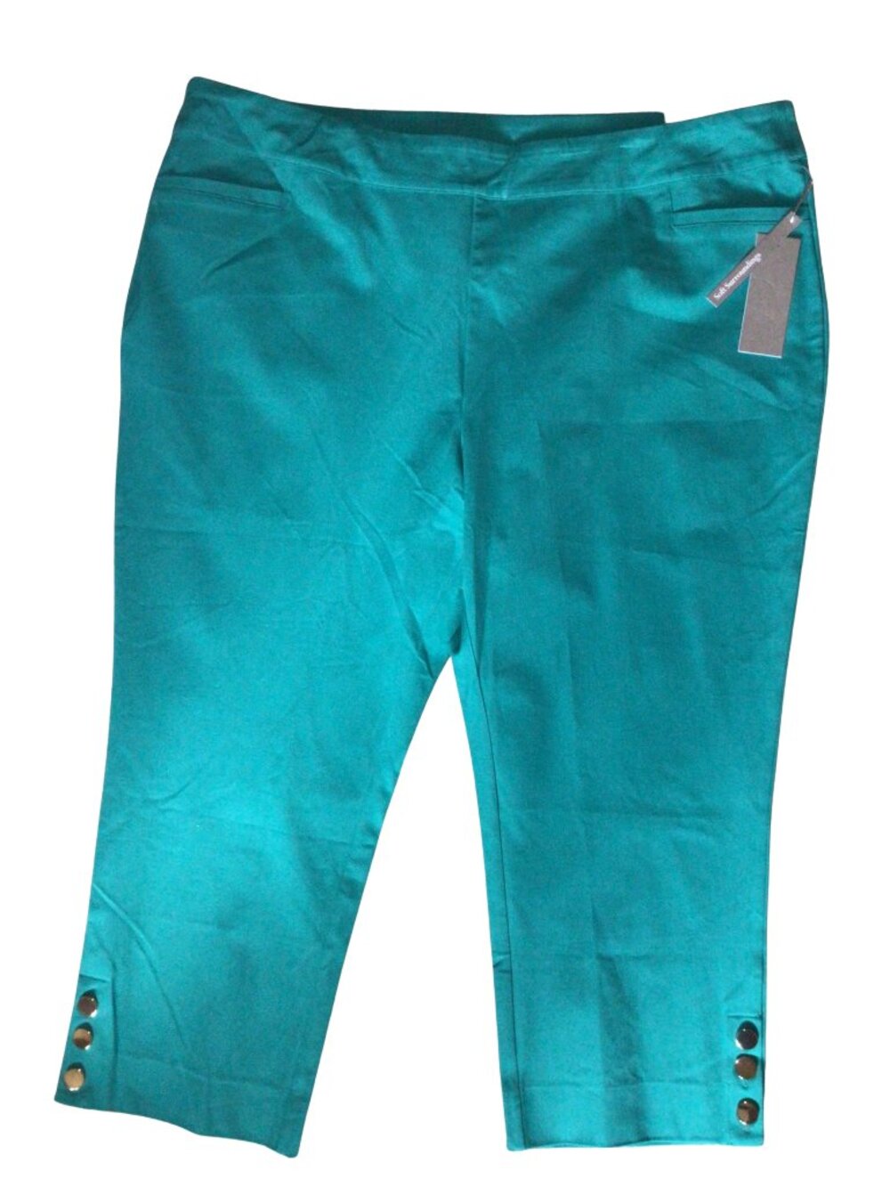 NWT Soft Surroundings Pants Women’s 2X Teal Pull On Slim Leg Crop Blue Green